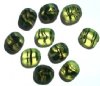 10 14mm Flat Cut Oval Window Bead Olive Tortoise